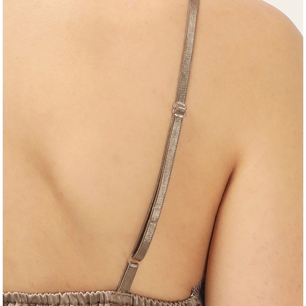 storets Satin Slip Mini Dress in Taupe/Brown silky quite luxury boho festival - Picture 9 of 11
